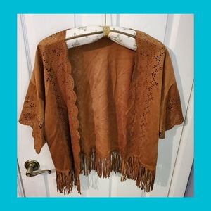Fringed kimono jacket